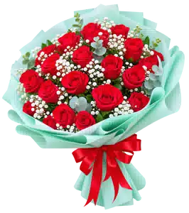 Bó Hoa Hồng Đỏ Phối Hoa Phụ
