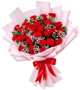 Bó Hoa Hồng Đỏ Phối Hoa Phụ
