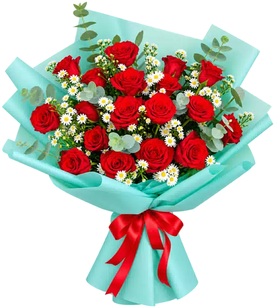 Bó Hoa Hồng Đỏ Phối Hoa Phụ