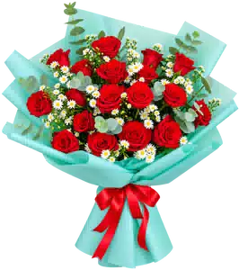 Bó Hoa Hồng Đỏ Phối Hoa Phụ