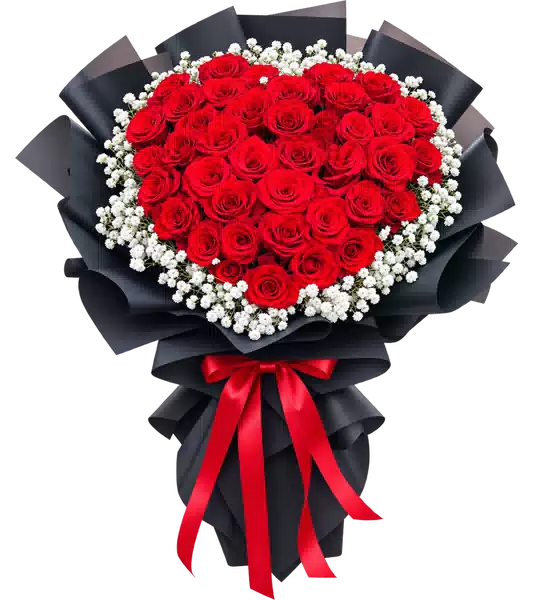 Bó Hoa Hồng Đỏ Trái Tim Cỡ Lớn