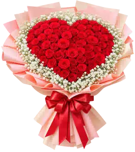 Bó Hoa Hồng Đỏ Trái Tim Cỡ Lớn Gói Hồng