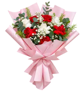 Bó Hoa Hồng Đỏ Trắng