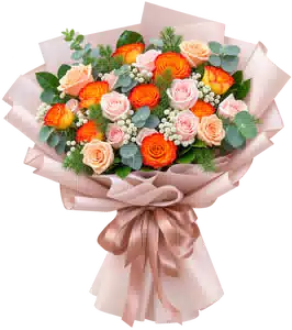 Bó Hoa Hồng Hồng Phối Hoa Phụ
