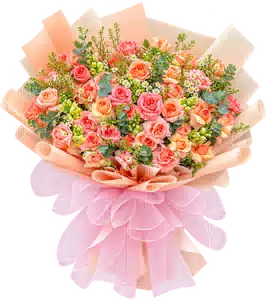 Bó Hoa Hồng Hồng Phối Hoa Phụ