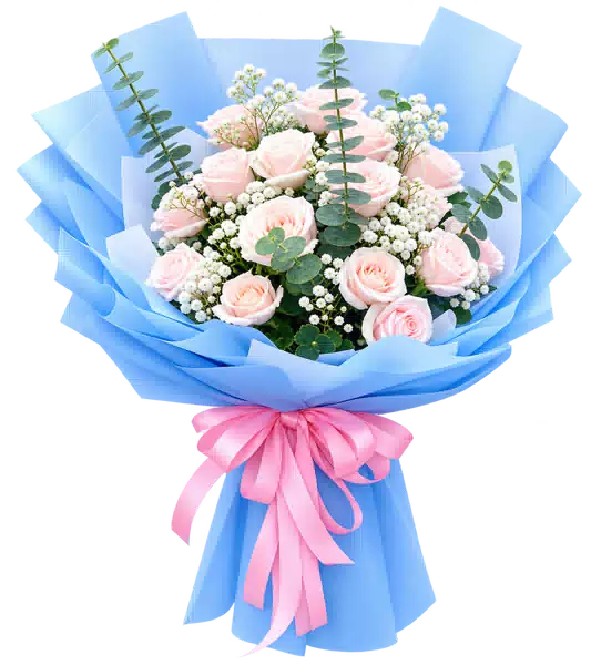 Bó Hoa Hồng Hồng Phối Hoa Phụ