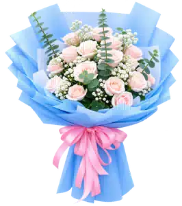 Bó Hoa Hồng Hồng Phối Hoa Phụ