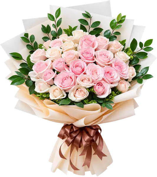 Bó Hoa Hồng Hồng Phối Hoa Phụ
