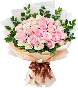 Bó Hoa Hồng Hồng Phối Hoa Phụ