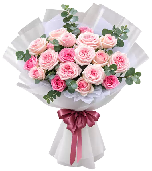 Bó Hoa Hồng Hồng Phối Hoa Phụ