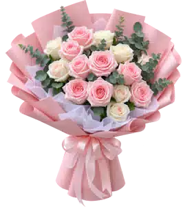 Bó Hoa Hồng Hồng Phối Hoa Phụ