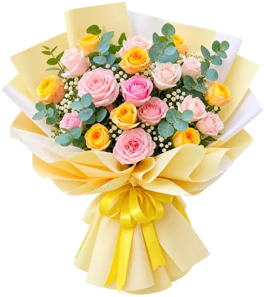 Bó Hoa Hồng Hồng Phối Hoa Phụ