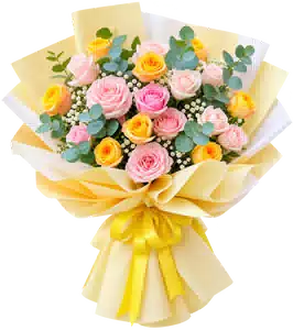 Bó Hoa Hồng Hồng Phối Hoa Phụ