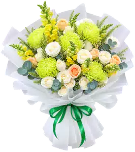 Bó Hoa Hồng Kem Phối Hoa Xanh