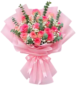 Bó Hoa Hồng Phấn Gói Hồng