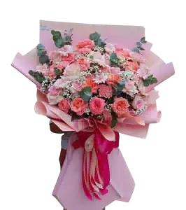 Bó Hoa Hồng Phấn Phối Hoa Nhỏ