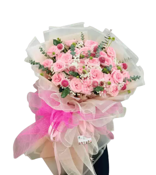 Bó Hoa Hồng Phấn Rực Rỡ