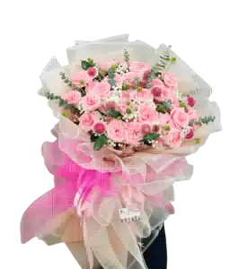 Bó Hoa Hồng Phấn Rực Rỡ