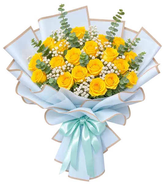 Bó Hoa Hồng Vàng Phối Hoa Phụ