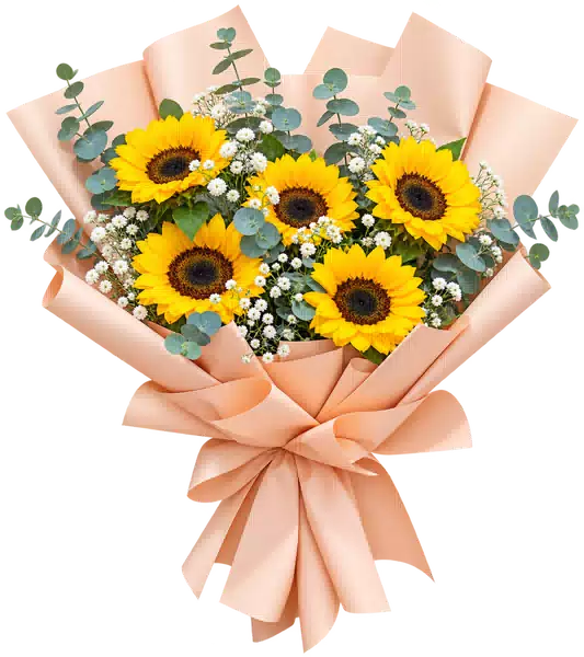Bó Hoa Hướng Dương Gói Hồng Đào