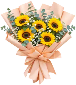 Bó Hoa Hướng Dương Gói Hồng Đào