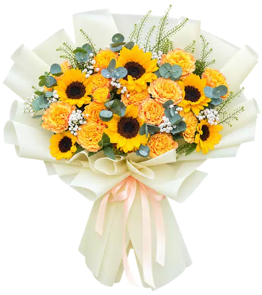 Bó Hoa Hướng Dương Phối Cẩm Chướng Cam