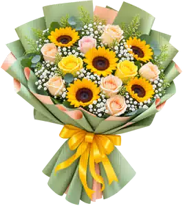 Bó Hoa Hướng Dương Phối Hồng Kem