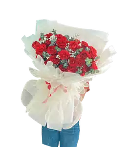 Bó Hoa Tone Đỏ Gói Trắng Sang Trọng Phù Hợp Tặng