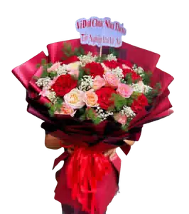 Bó Hoa Tone Đỏ Mix Hồng