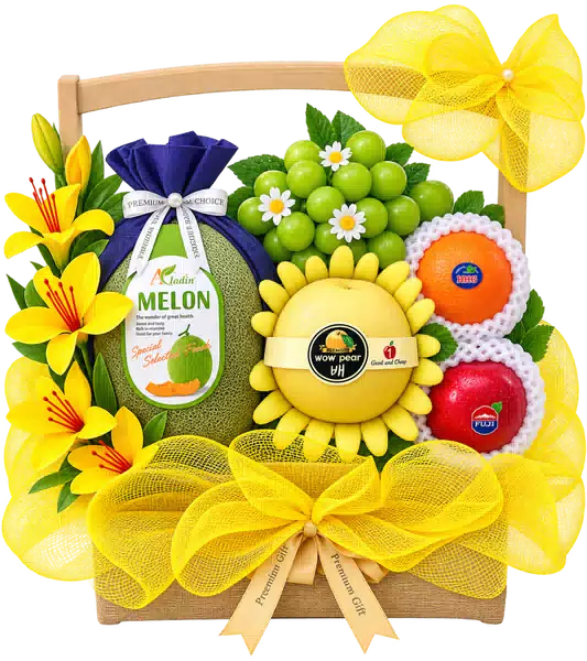 Giỏ Dưa Lưới Lê Vàng Màu Vàng