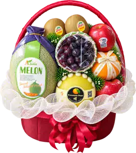 Giỏ Dưa Lưới Nho Đen Và Táo