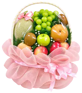 Giỏ Dưa Lưới Nho Xanh Màu Hồng