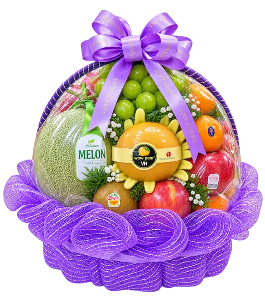 Giỏ Dưa Lưới Nho Xanh Màu Tím