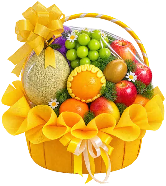 Giỏ Dưa Lưới Nho Xanh Màu Vàng