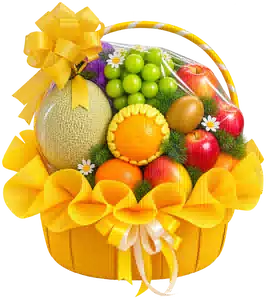 Giỏ Dưa Lưới Nho Xanh Màu Vàng