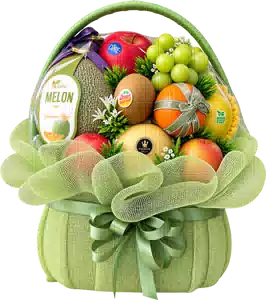 Giỏ Dưa Lưới Táo Và Lê Màu Xanh Lá
