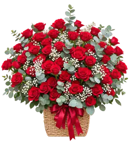 Giỏ Hoa Hoa Hồng Tông Đỏ