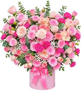 Giỏ Hoa Hoa Hồng Tông Hồng Đỏ