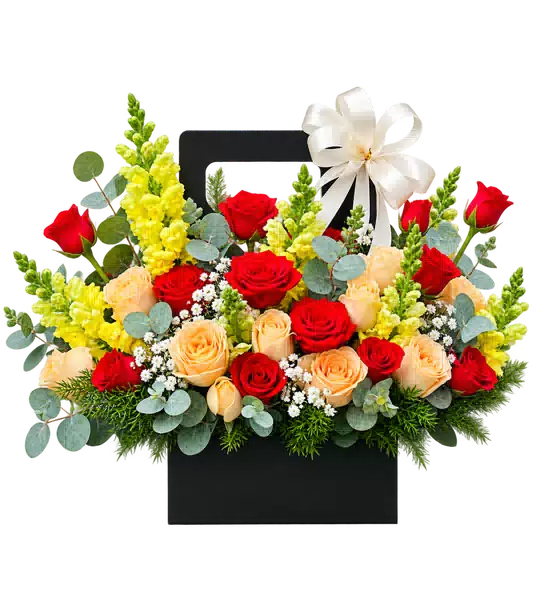 Giỏ Hoa Hoa Hồng Tông Vàng Cam