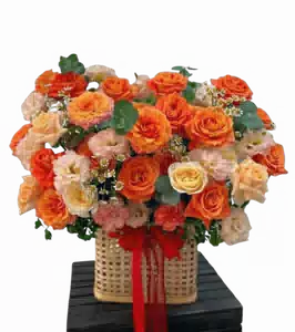 Giỏ Hoa Hồng Cam