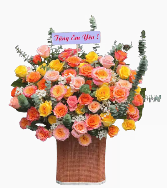 Giỏ Hoa Hồng Chùm Cam