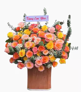 Giỏ Hoa Hồng Chùm Cam