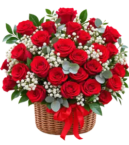 Giỏ Hoa Hồng Tông Đỏ