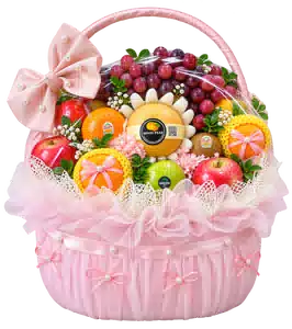 Giỏ Nho Đỏ Lê Vàng Màu Hồng