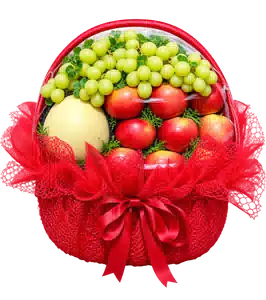 Giỏ Nho Xanh Dưa Lưới Màu Đỏ