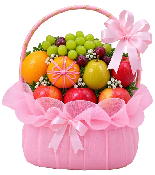 Giỏ Nho Xanh Nho Đỏ Màu Hồng