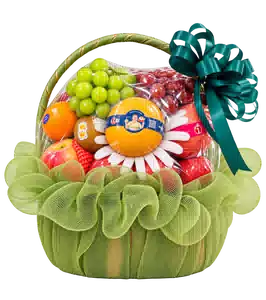 Giỏ Nho Xanh Nho Đỏ Màu Xanh Rêu