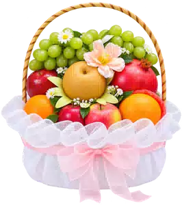 Giỏ Nho Xanh Phối Hoa Hồng Nhạt