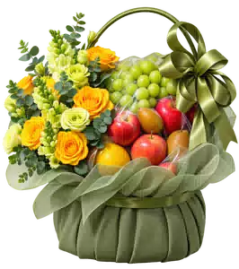 Giỏ Nho Xanh Phối Hoa Vàng