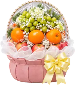 Giỏ Nho Xanh Và Cam Màu Hồng